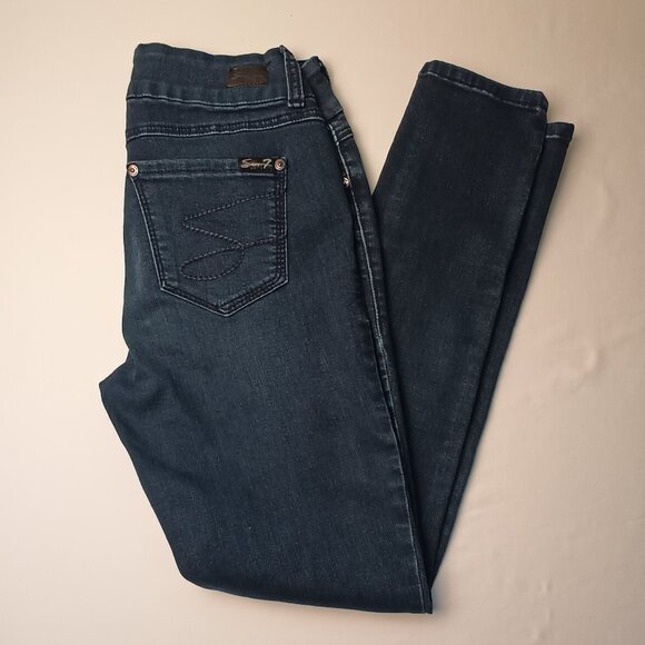 Seven7 Jeans Size 6 Tummyless Mid Rise Skinny Leg Dark Wash - Picture 1 of 10